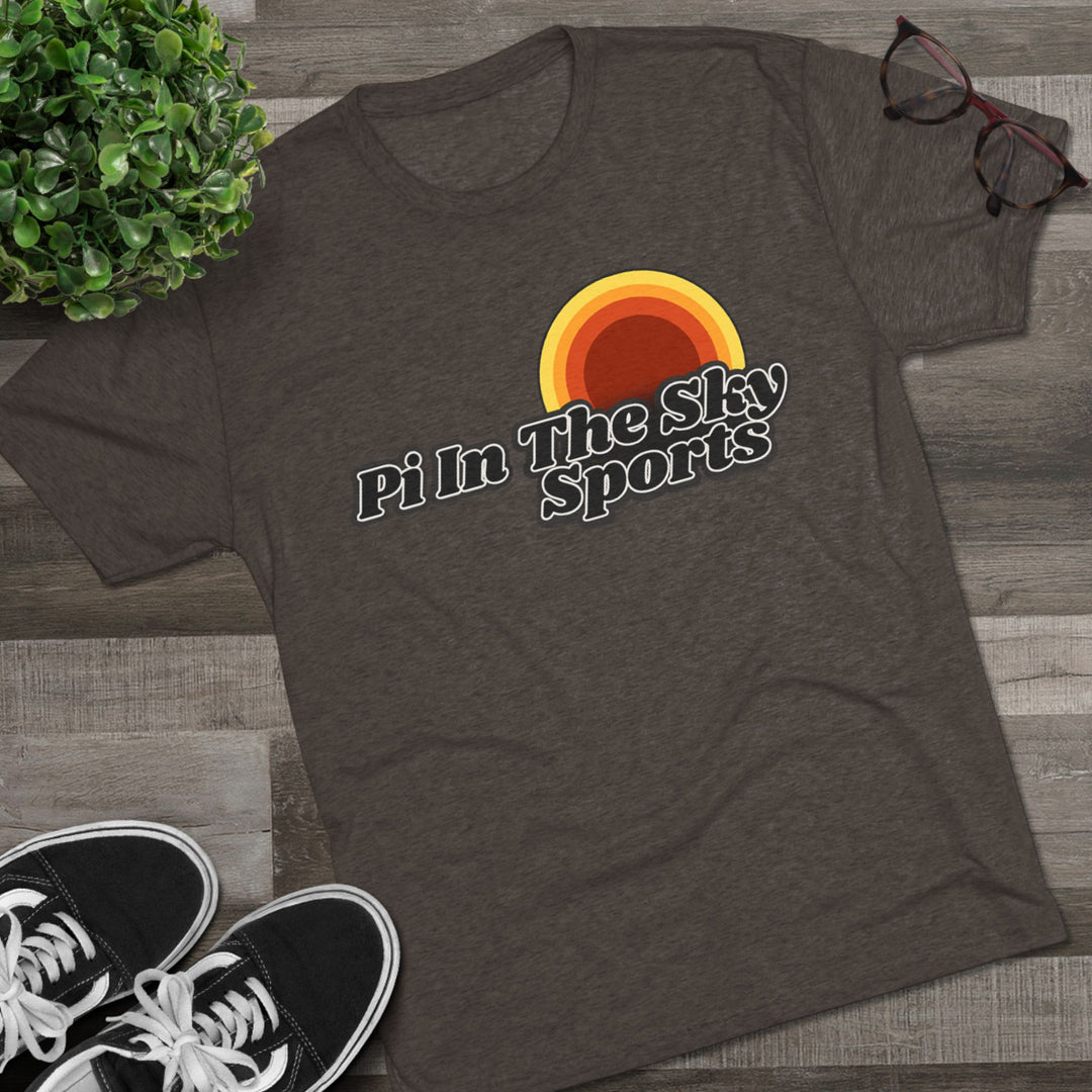 Pi In The Sky Sports Sunset Tee | Retro Crew Shirt | Vintage-Inspired Fan Apparel