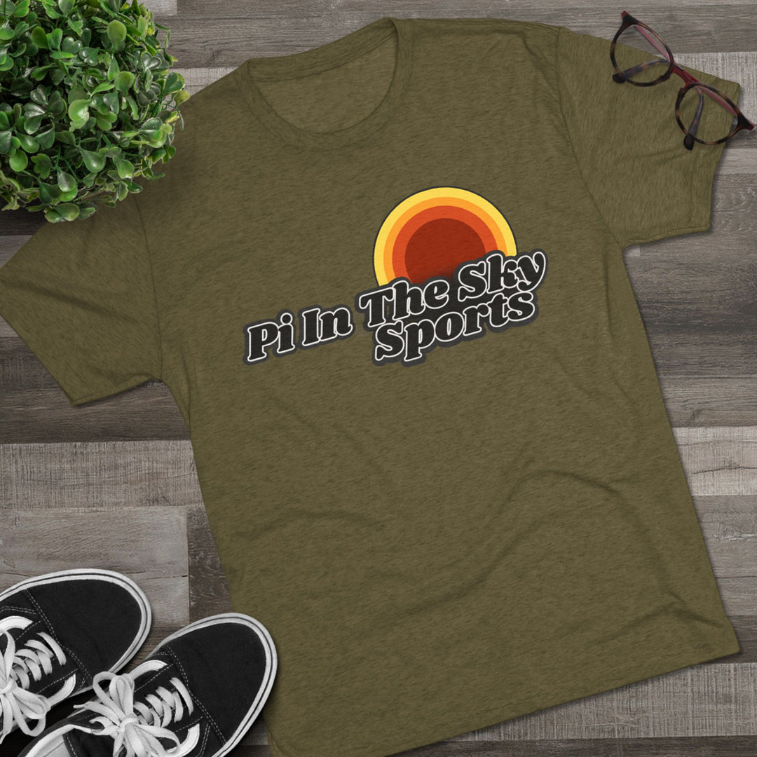 Pi In The Sky Sports Sunset Tee | Retro Crew Shirt | Vintage-Inspired Fan Apparel