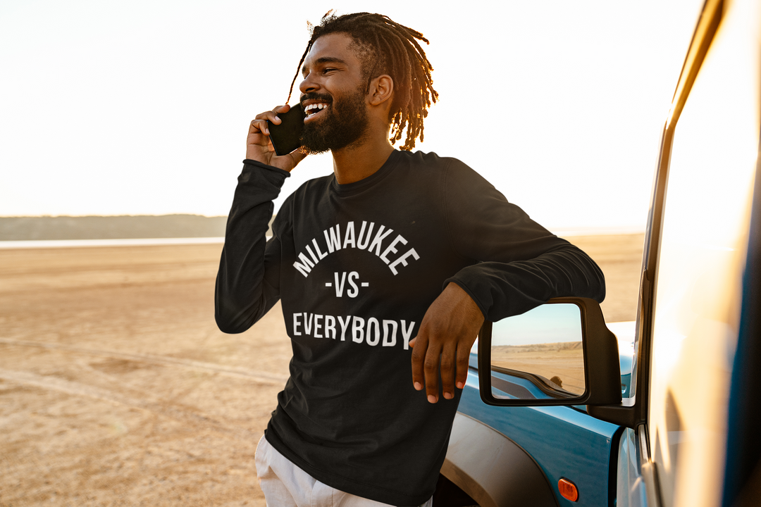 Milwaukee vs Everybody Long Sleeve T-Shirt | Cream City Ultra Cotton Tee | Retro Milwaukee Fan Apparel & Sports History Shirt