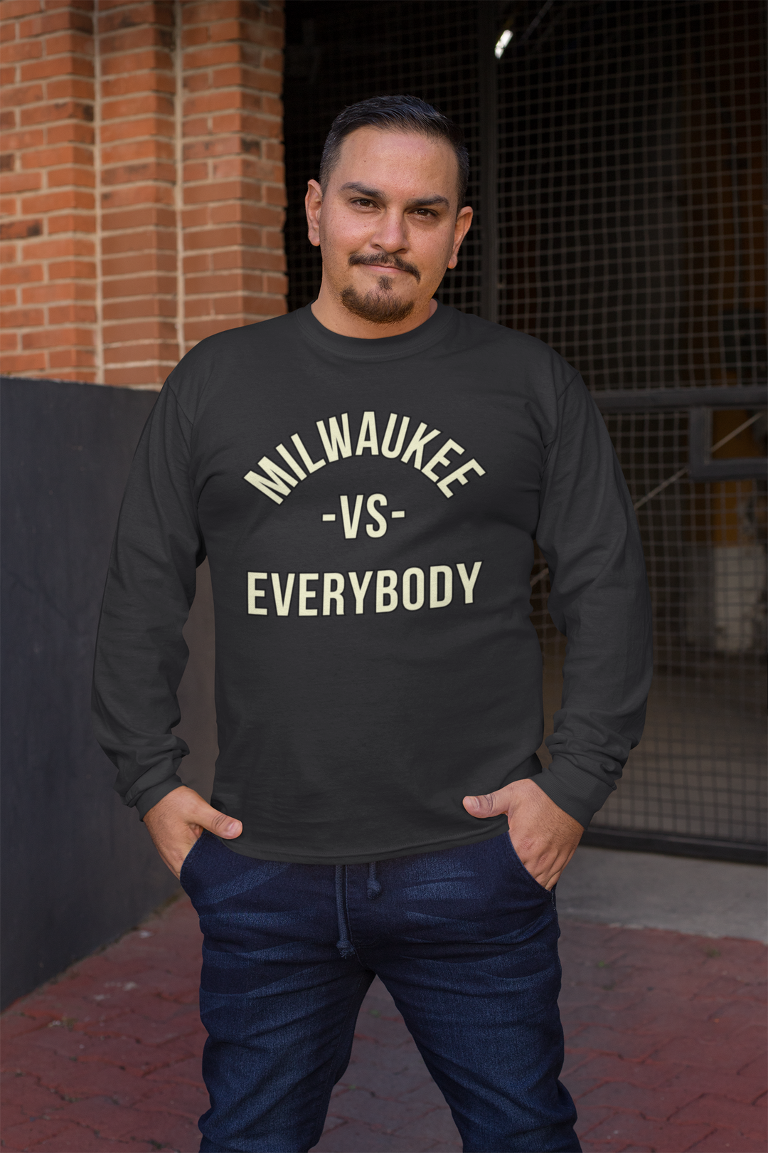 Milwaukee vs Everybody Long Sleeve T-Shirt | Cream City Ultra Cotton Tee | Retro Milwaukee Fan Apparel & Sports History Shirt