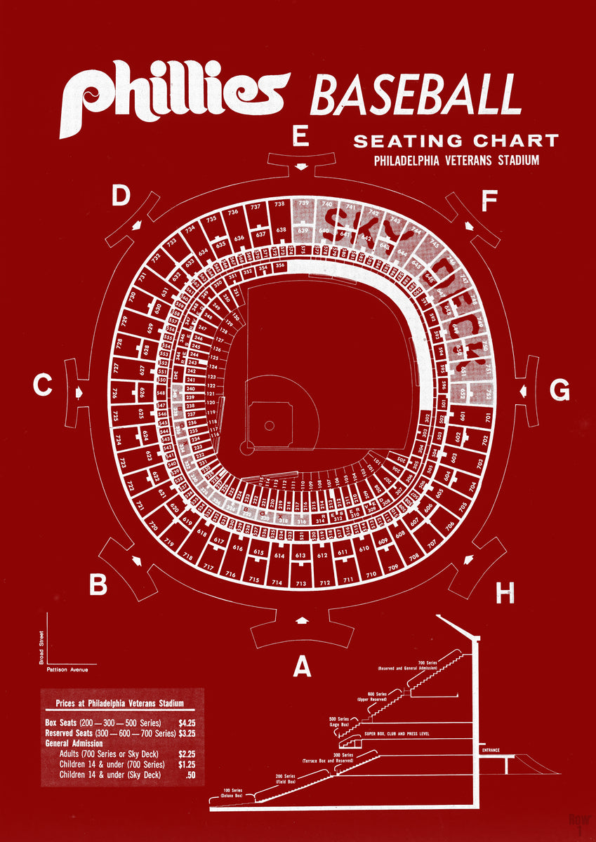 1971 Veterans Stadium Seating Chart Canvas Poster Art